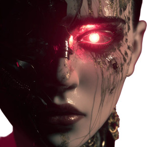 Cyborg Face Vinyl Car Decal Sticker – Waterproof & UV-Resistant 6.826666666666667"