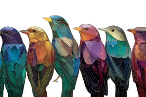 Glass Birds Vinyl Car Decal Sticker – Waterproof & UV-Resistant 2.986666666666667"