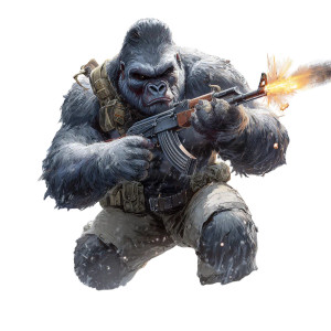 Gorilla With Ak-47 Vinyl Car Decal Sticker – Waterproof & UV-Resistant 3.4133333333333336"