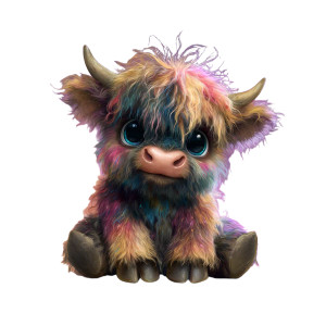 Colorful Baby Highland Cow Vinyl Car Decal Sticker – Waterproof & UV-Resistant 3.4133333333333336"