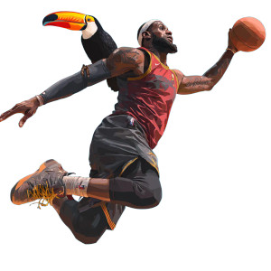 Lebron With Toucan Vinyl Car Decal Sticker – Waterproof & UV-Resistant 3.4133333333333336"