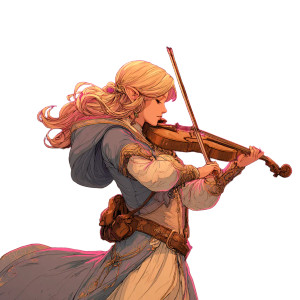 Blonde Elf Violinist Vinyl Car Decal Sticker – Waterproof & UV-Resistant 3.4133333333333336"