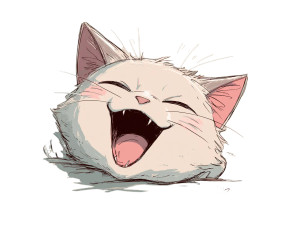 Kawaii Cat Yawn Vinyl Car Decal Sticker – Waterproof & UV-Resistant 3.0933333333333333"