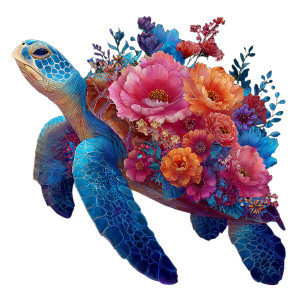 Boho Floral Turtle Vinyl Car Decal Sticker – Waterproof & UV-Resistant 3.4133333333333336"