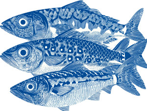 Stylized Sardines Vinyl Car Decal Sticker – Waterproof & UV-Resistant 6.1866666666666665"