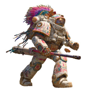 Space Aztec Warrior Vinyl Car Decal Sticker – Waterproof & UV-Resistant 3.4133333333333336"