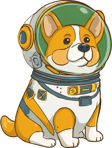 Cartoon Corgi Space Vinyl Car Decal Sticker – Waterproof & UV-Resistant 4.1066666666666665"