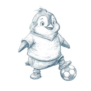 Cartoon Penguin Player Vinyl Car Decal Sticker – Waterproof & UV-Resistant 3.4133333333333336"