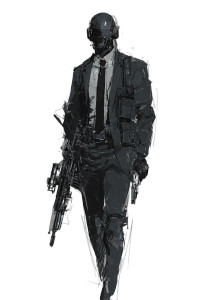 Cyberpunk Corporate Soldier Vinyl Car Decal Sticker – Waterproof & UV-Resistant 8.96"