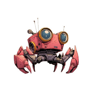 Cartoon Crab Robot Vinyl Car Decal Sticker – Waterproof & UV-Resistant 3.4133333333333336"