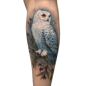 Snow Owl Tattoo Vinyl Car Decal Sticker – Waterproof & UV-Resistant 3.4133333333333336"