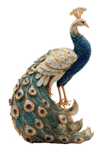 Golden Diamond Peacock Vinyl Car Decal Sticker – Waterproof & UV-Resistant 8.96"