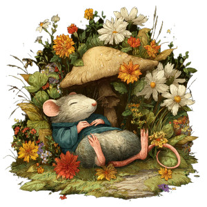 Sleeping Mouse Illustration Vinyl Car Decal Sticker – Waterproof & UV-Resistant 3.4133333333333336"