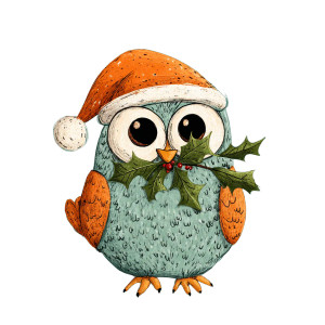 Santa Owl Vinyl Car Decal Sticker – Waterproof & UV-Resistant 3.4133333333333336"