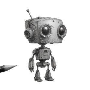 Mini Robot Sketch Vinyl Car Decal Sticker – Waterproof & UV-Resistant 3.4133333333333336"