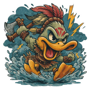 Raging Duck Warrior Vinyl Car Decal Sticker – Waterproof & UV-Resistant 3.4133333333333336"