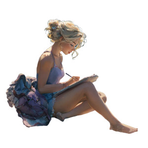 Sketching By The Sea Vinyl Car Decal Sticker – Waterproof & UV-Resistant 3.4133333333333336"