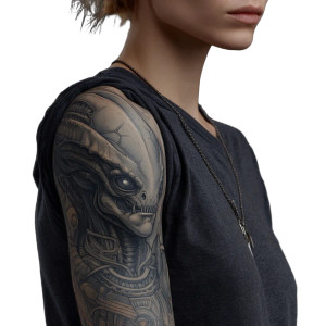 Alien Tattoo Art V2 Vinyl Car Decal Sticker – Waterproof & UV-Resistant 3.4133333333333336"