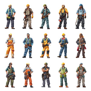 Pixel Construction Workers Vinyl Car Decal Sticker – Waterproof & UV-Resistant 3.4133333333333336"