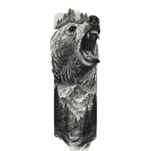 Angry Bear Tattoo V11 Vinyl Car Decal Sticker – Waterproof & UV-Resistant 6.826666666666667"