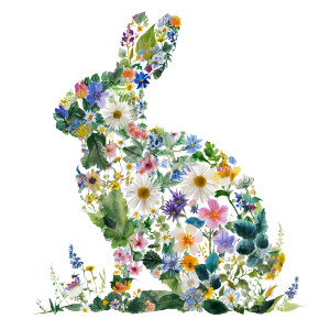 Floral Rabbit Silhouette Vinyl Car Decal Sticker – Waterproof & UV-Resistant 3.4133333333333336"