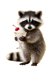 Raccoon With Sundae Vinyl Car Decal Sticker – Waterproof & UV-Resistant 8.0"