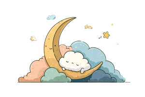 Sleeping Cloud Moon Vinyl Car Decal Sticker – Waterproof & UV-Resistant 2.986666666666667"