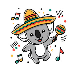 Dancing Koala Sombrero Vinyl Car Decal Sticker – Waterproof & UV-Resistant 3.4133333333333336" Dancing Koala Sombrero Vinyl Car Decal Sticker – Waterproof & UV-Resistant 3.4133333333333336"