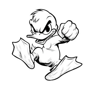 Fighting Cartoon Duck Vinyl Car Decal Sticker – Waterproof & UV-Resistant 3.4133333333333336"