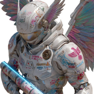 Futuristic Meta-Armor Knight Vinyl Car Decal Sticker – Waterproof & UV-Resistant 3.4133333333333336"