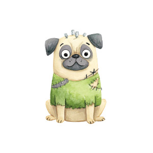 Pug Frankenstein Costume Vinyl Car Decal Sticker – Waterproof & UV-Resistant 6.826666666666667"