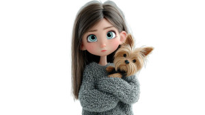 Woman With Terrier Vinyl Car Decal Sticker – Waterproof & UV-Resistant 5.4