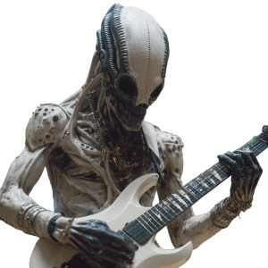 Alien Guitarist V2 Vinyl Car Decal Sticker – Waterproof & UV-Resistant 3.4133333333333336"