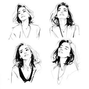 Four-Faced Woman Vinyl Car Decal Sticker – Waterproof & UV-Resistant 3.4133333333333336"