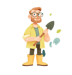 Happy Gardener Illustration Vinyl Car Decal Sticker – Waterproof & UV-Resistant 3.5733333333333333"