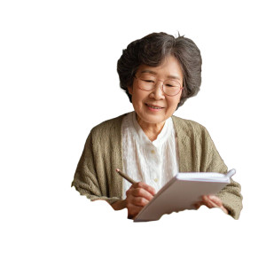 Cheerful Elderly Korean Woman Vinyl Car Decal Sticker – Waterproof & UV-Resistant 3.4133333333333336"