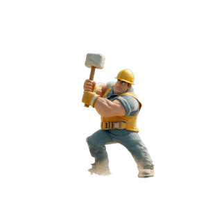 Demolition Worker Hammering Vinyl Car Decal Sticker – Waterproof & UV-Resistant 3.4133333333333336"