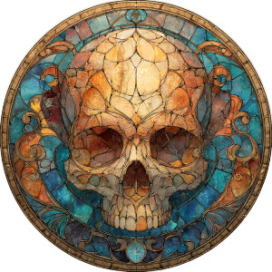 Skull Stained Glass Vinyl Car Decal Sticker – Waterproof & UV-Resistant 3.4133333333333336"