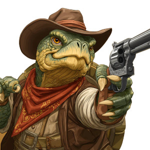 Cowboy Turtle Shootout Vinyl Car Decal Sticker – Waterproof & UV-Resistant 3.4133333333333336"
