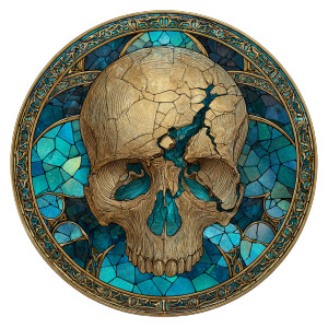 Bronze Fantasy Skull Vinyl Car Decal Sticker – Waterproof & UV-Resistant 3.4133333333333336"
