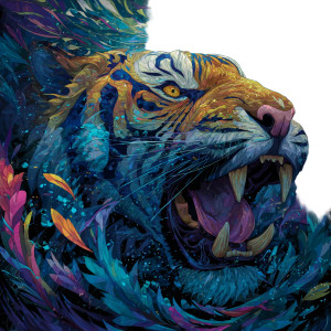 Psychedelic Tiger V2 Vinyl Car Decal Sticker – Waterproof & UV-Resistant 3.4133333333333336"