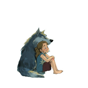 Sad Girl And Wolf Vinyl Car Decal Sticker – Waterproof & UV-Resistant 3.4133333333333336"