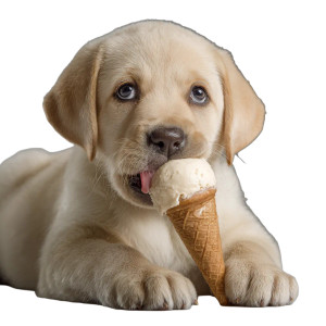 Puppy Eating Icecream Vinyl Car Decal Sticker – Waterproof & UV-Resistant 3.4133333333333336"