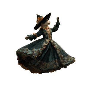 Dancing Witch Cat Vinyl Car Decal Sticker – Waterproof & UV-Resistant 3.4133333333333336"