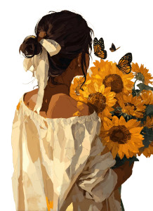 Sunflower Bouquet Holder Vinyl Car Decal Sticker – Waterproof & UV-Resistant 4.266666666666667"