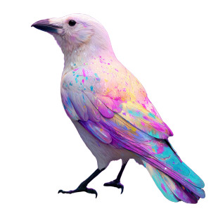Rainbow Splattered Crow Vinyl Car Decal Sticker – Waterproof & UV-Resistant 3.4133333333333336"