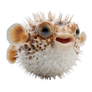 Smiling Pufferfish Vinyl Car Decal Sticker – Waterproof & UV-Resistant 6.826666666666667"