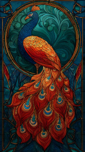 Majestic Stained Peacock Vinyl Car Decal Sticker – Waterproof & UV-Resistant 9.706666666666667"