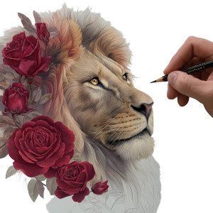 Lion With Roses Vinyl Car Decal Sticker – Waterproof & UV-Resistant 6.826666666666667" Lion With Roses Vinyl Car Decal Sticker – Waterproof & UV-Resistant 6.826666666666667"