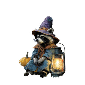 Witch Raccoon Halloween Vinyl Car Decal Sticker – Waterproof & UV-Resistant 3.4133333333333336"